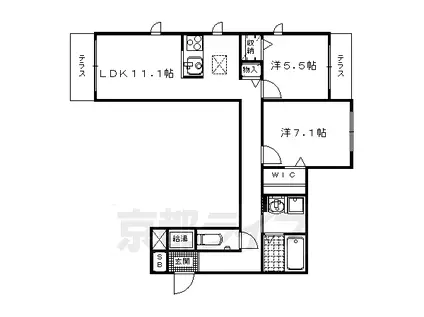 東海道本線 長岡京駅 徒歩40分 3階建 築14年(2LDK/3階)の間取り写真