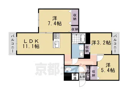 東海道本線 長岡京駅 徒歩40分 3階建 築14年(3LDK/2階)の間取り写真