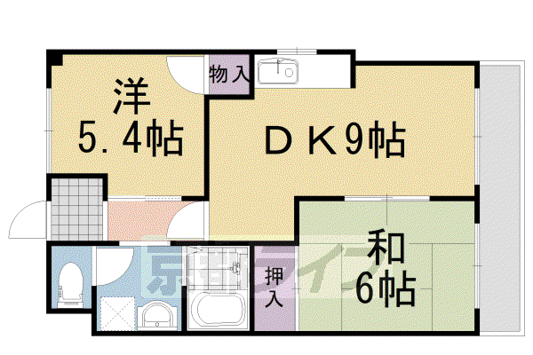 東海道本線 長岡京駅 徒歩25分 3階建 築33年(2LDK/2階)の間取り写真