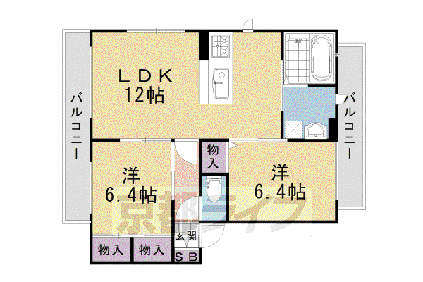 阪急電鉄京都線 西向日駅 徒歩22分 3階建 築13年(2LDK/2階)の間取り写真