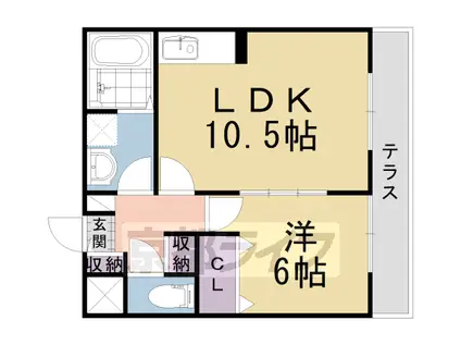 ルミエール菱川(1LDK/1階)の間取り写真