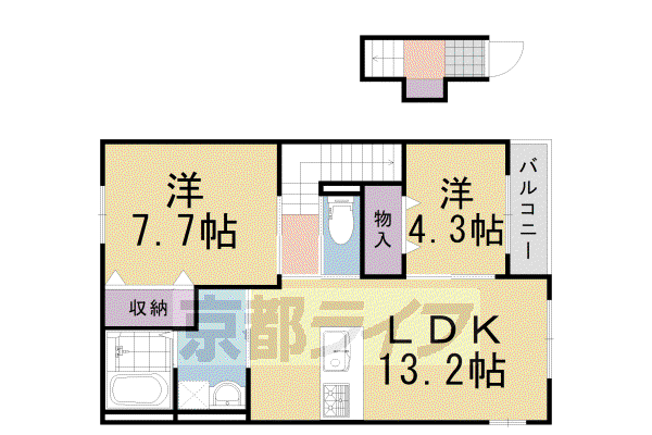 阪急電鉄京都線 西山天王山駅 徒歩10分 2階建 築12年(2LDK/2階)の間取り写真