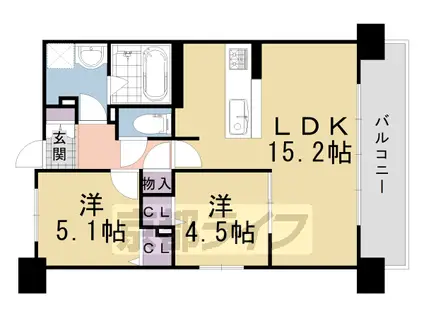 阪急電鉄京都線 長岡天神駅 徒歩7分 4階建 築12年(2LDK/2階)の間取り写真