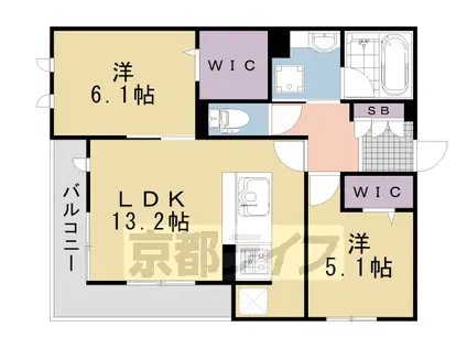 阪急電鉄京都線 大山崎駅 徒歩3分 3階建 築3年(2LDK/1階)の間取り写真