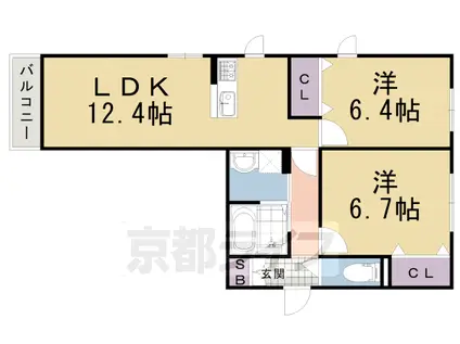 シャーメゾンうぐいす台Ⅱ(2LDK/2階)の間取り写真