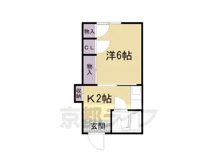 阪急電鉄京都線 長岡天神駅 徒歩2分 2階建 築61年(1K/1階)の間取り写真