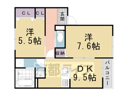 阪急電鉄京都線 東向日駅 徒歩7分 2階建 築12年(2LDK/2階)の間取り写真
