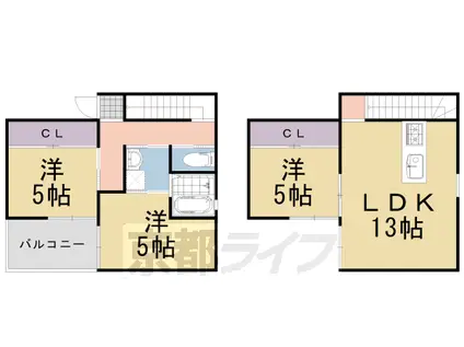阪急電鉄京都線 長岡天神駅 徒歩17分 2階建 築13年(3LDK)の間取り写真