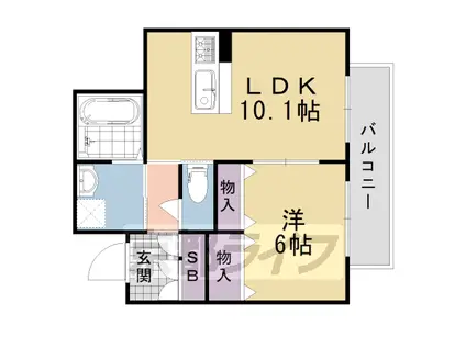 阪急電鉄京都線 西向日駅 徒歩44分 3階建 築12年(1LDK/2階)の間取り写真