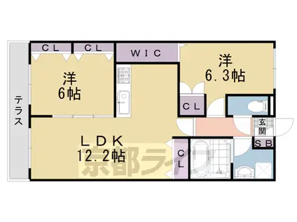 フェルスフェステ(2LDK/2階)の間取り写真