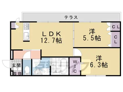 東海道本線 長岡京駅 徒歩8分 3階建 築12年(2LDK/3階)の間取り写真