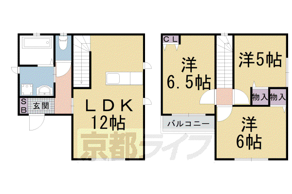 東海道本線 桂川駅(京都) 徒歩10分 2階建 築12年(3LDK)の間取り写真