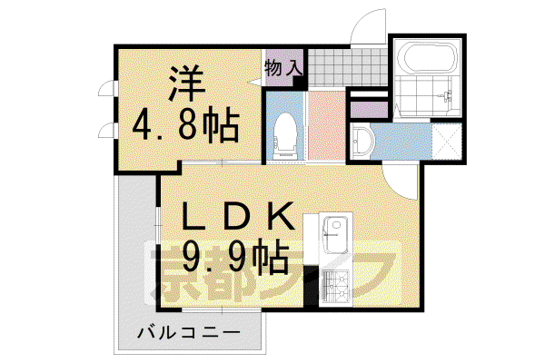 東海道本線 長岡京駅 徒歩5分 3階建 築12年(1LDK/2階)の間取り写真