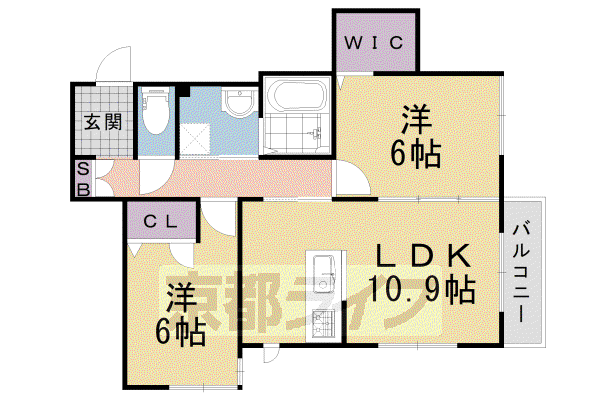 阪急電鉄京都線 西山天王山駅 徒歩15分 3階建 築12年(2LDK/2階)の間取り写真