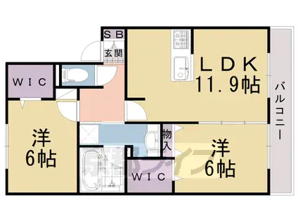 阪急電鉄京都線 西向日駅 徒歩40分 2階建 築11年(2LDK/2階)の間取り写真