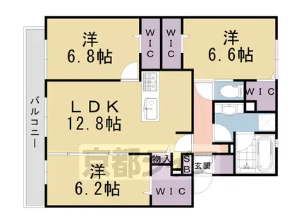 阪急電鉄京都線 西向日駅 徒歩40分 2階建 築12年(3LDK/2階)の間取り写真