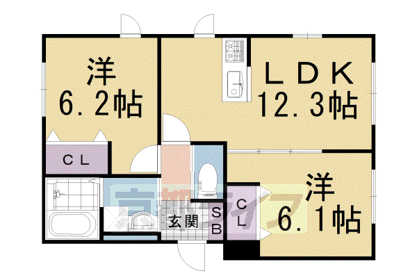 グランデール(2LDK/1階)の間取り写真
