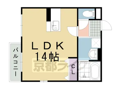 阪急電鉄京都線 西向日駅 徒歩22分 2階建 築11年(ワンルーム/2階)の間取り写真