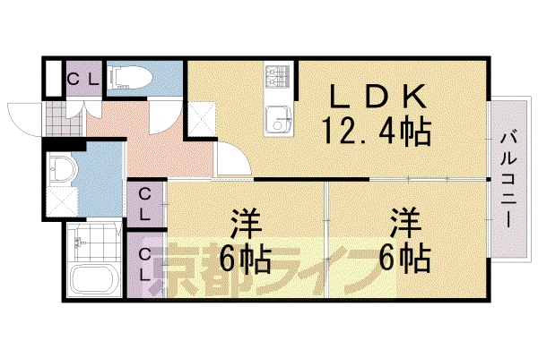 阪急電鉄京都線 長岡天神駅 徒歩12分 2階建 築11年(2LDK/2階)の間取り写真
