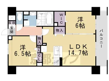 阪急電鉄京都線 西山天王山駅 徒歩3分 5階建 築10年(2LDK/2階)の間取り写真