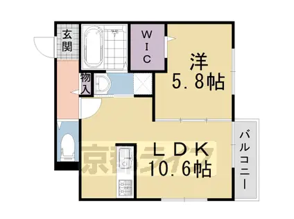 阪急電鉄京都線 洛西口駅 徒歩5分 2階建 築10年(1LDK/2階)の間取り写真