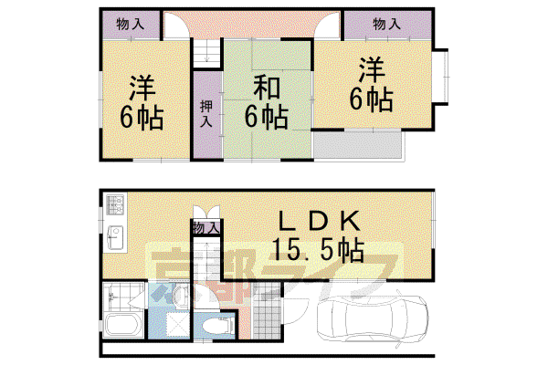 東海道本線 長岡京駅 徒歩19分 2階建 築32年(3LDK)の間取り写真