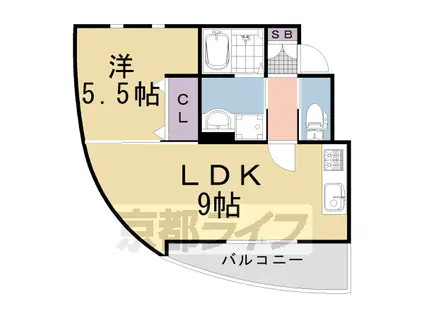 ルミエール・ウエスト(1LDK/2階)の間取り写真
