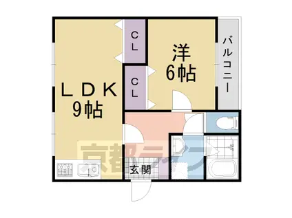 阪急電鉄京都線 東向日駅 徒歩5分 2階建 築46年(1LDK/2階)の間取り写真
