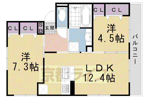 東海道本線 長岡京駅 徒歩39分 2階建 築11年(2LDK/1階)の間取り写真