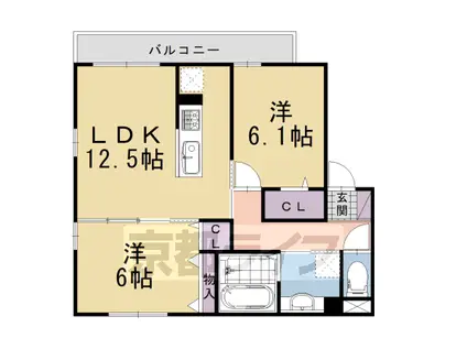 阪急電鉄京都線 西向日駅 徒歩38分 2階建 築11年(2LDK/2階)の間取り写真