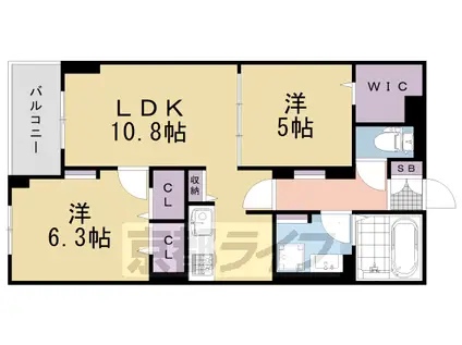 阪急電鉄京都線 西山天王山駅 徒歩15分 3階建 築1年(2LDK/2階)の間取り写真