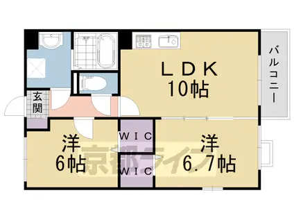 阪急電鉄京都線 洛西口駅 徒歩14分 3階建 築10年(2LDK/2階)の間取り写真