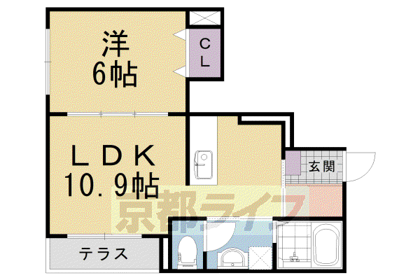 阪急電鉄京都線 西向日駅 徒歩39分 3階建 築10年(1LDK/1階)の間取り写真