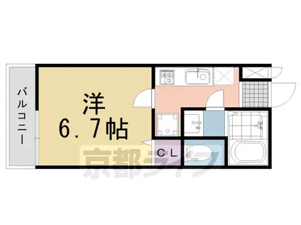 阪急電鉄京都線 西向日駅 徒歩5分 3階建 築9年(1K/1階)の間取り写真