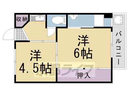 阪急電鉄京都線 長岡天神駅 徒歩25分 4階建 築60年(2K/3階)の間取り写真