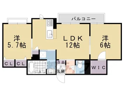 阪急電鉄京都線 西山天王山駅 徒歩13分 3階建 築9年(2LDK/3階)の間取り写真