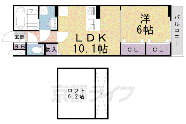 東海道本線 向日町駅 徒歩29分 3階建 築9年(1LDK/3階)の間取り写真