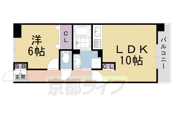 東海道本線 向日町駅 徒歩34分 6階建 築9年(1LDK/1階)の間取り写真