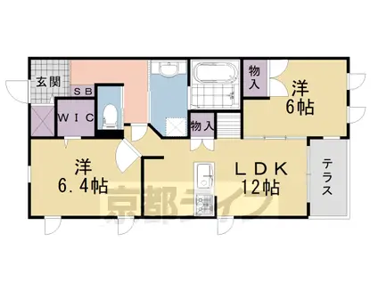 東海道本線 長岡京駅 徒歩7分 4階建 築9年(2LDK/1階)の間取り写真