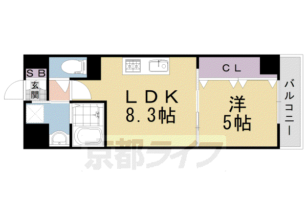 阪急電鉄京都線 東向日駅 徒歩10分 6階建 築9年(1LDK/4階)の間取り写真