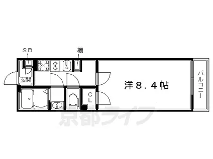 阪急電鉄京都線 大山崎駅 徒歩7分 3階建 築8年(1K/2階)の間取り写真