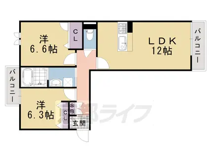 シャーメゾンTSUJI(2LDK/2階)の間取り写真