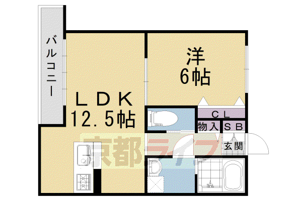 東海道本線 向日町駅 徒歩7分 4階建 築9年(1LDK/2階)の間取り写真