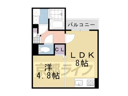 東海道本線 向日町駅 徒歩7分 3階建 築9年(1LDK/3階)の間取り写真
