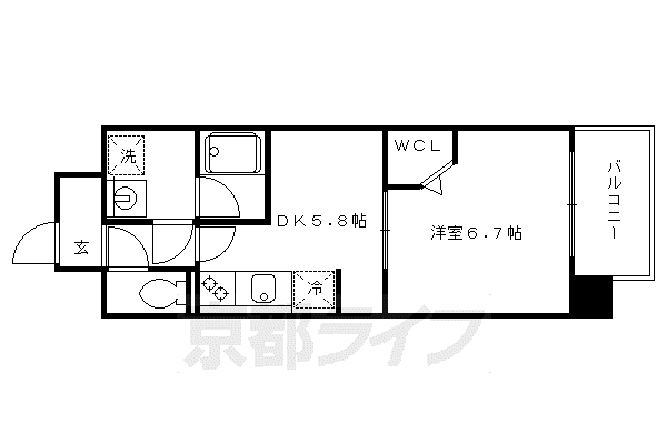 阪急電鉄京都線 上牧駅(大阪) 徒歩3分 7階建 築15年(1DK/4階)の間取り写真