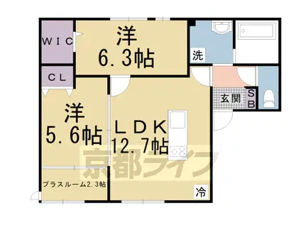 阪急電鉄京都線 東向日駅 徒歩7分 2階建 築9年(2LDK/1階)の間取り写真