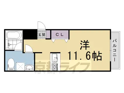 阪急電鉄京都線 西向日駅 徒歩3分 4階建 築10年(ワンルーム/3階)の間取り写真