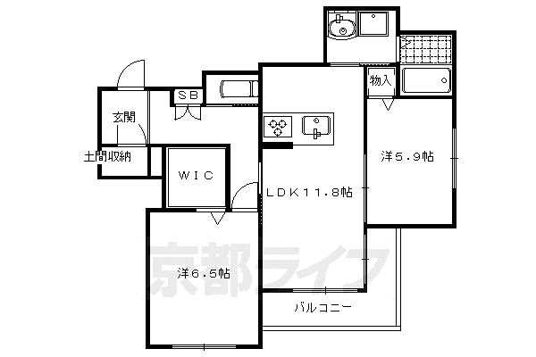 阪急電鉄京都線 西山天王山駅 徒歩13分 3階建 築9年(2LDK/2階)の間取り写真
