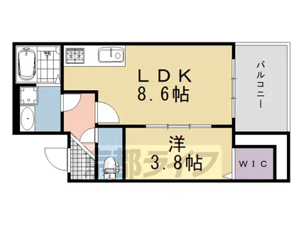 東海道本線 桂川駅(京都) 徒歩10分 3階建 築8年(1LDK/3階)の間取り写真