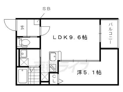 東海道本線 桂川駅(京都) 徒歩10分 3階建 築8年(1LDK/2階)の間取り写真